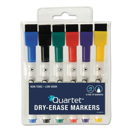 Quartet Dry Erase Marker, Fine Tip, Assorted Colors, PK6 Low Odor 51-659312QA