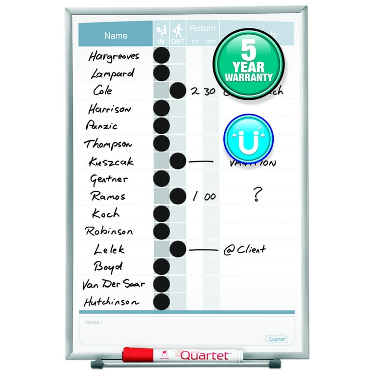 Quartet Matrix 15-employee In/Out Board - 16 Quartet Matrix 15-employee In/Out Board - 16