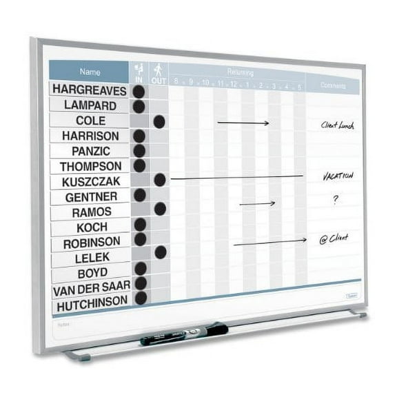 Quartet Horizontal Matrix Employee Tracking Board, 23 x 16, Aluminum Frame