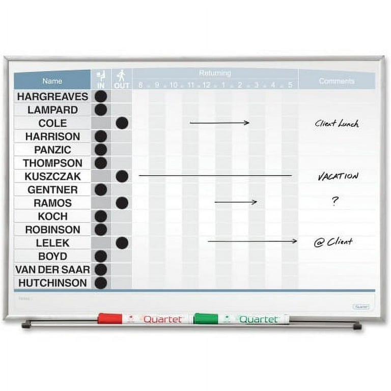 Quartet Matrix 15-employee In/Out Board - 16 Quartet Matrix 15-employee In/Out Board - 16