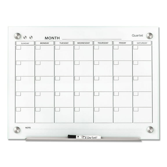 Quartet Mfg. Infinity Magnetic Glass Calendar Board, 24 X 18