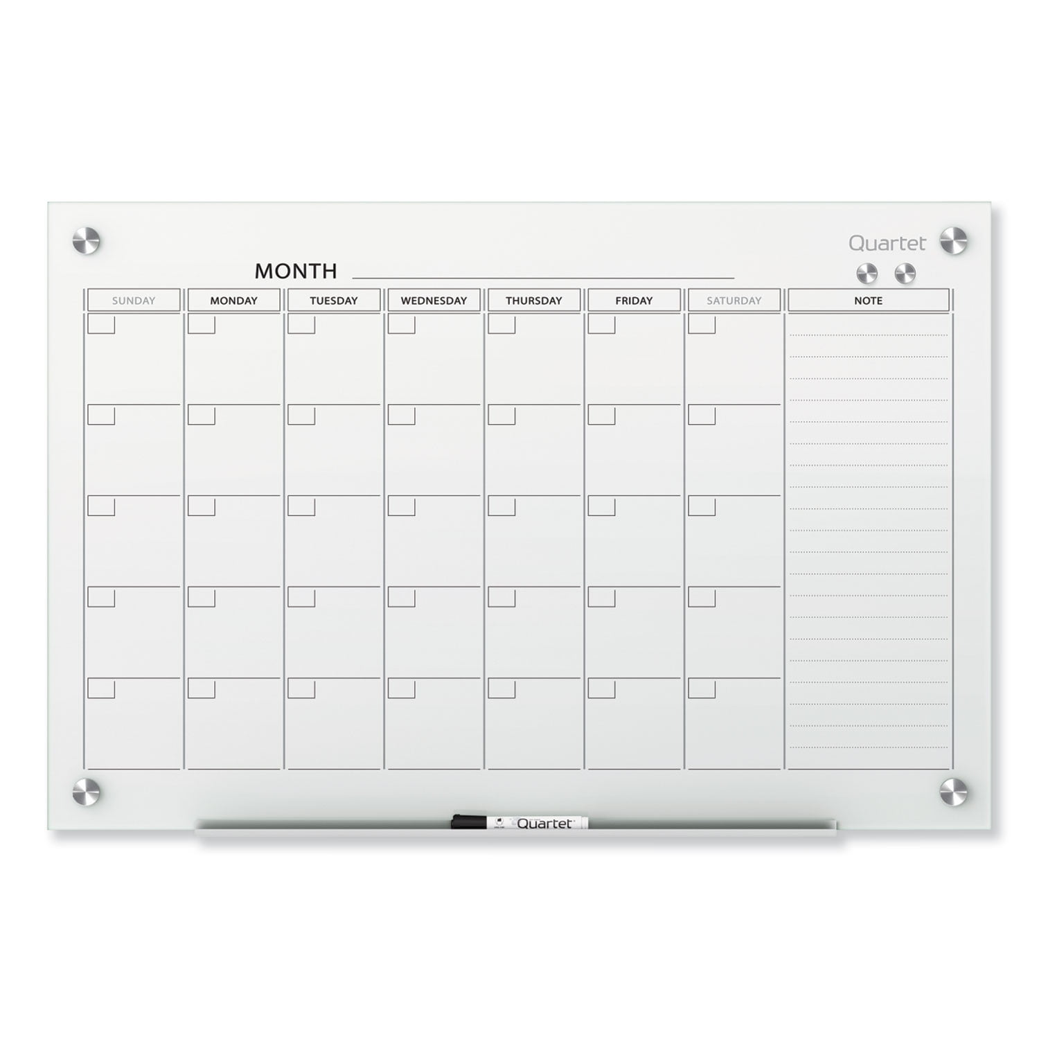 Quartet Mfg. Infinity Glass Calendar Board, 36 X 24