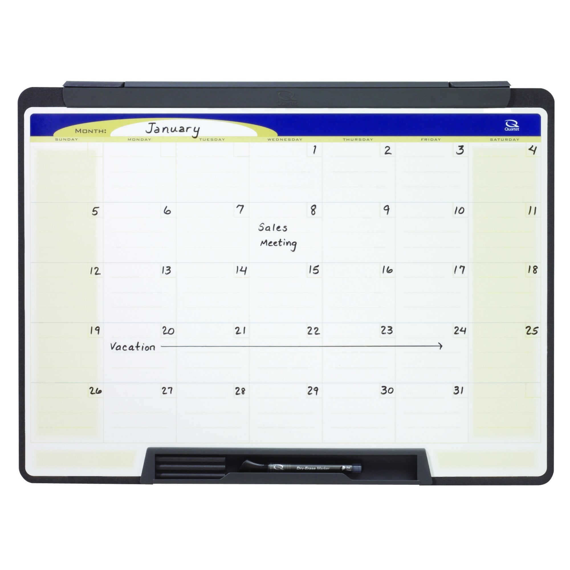 Quartet Motion Cubicle Calendar Whiteboard, 24" x 18", One Month Design