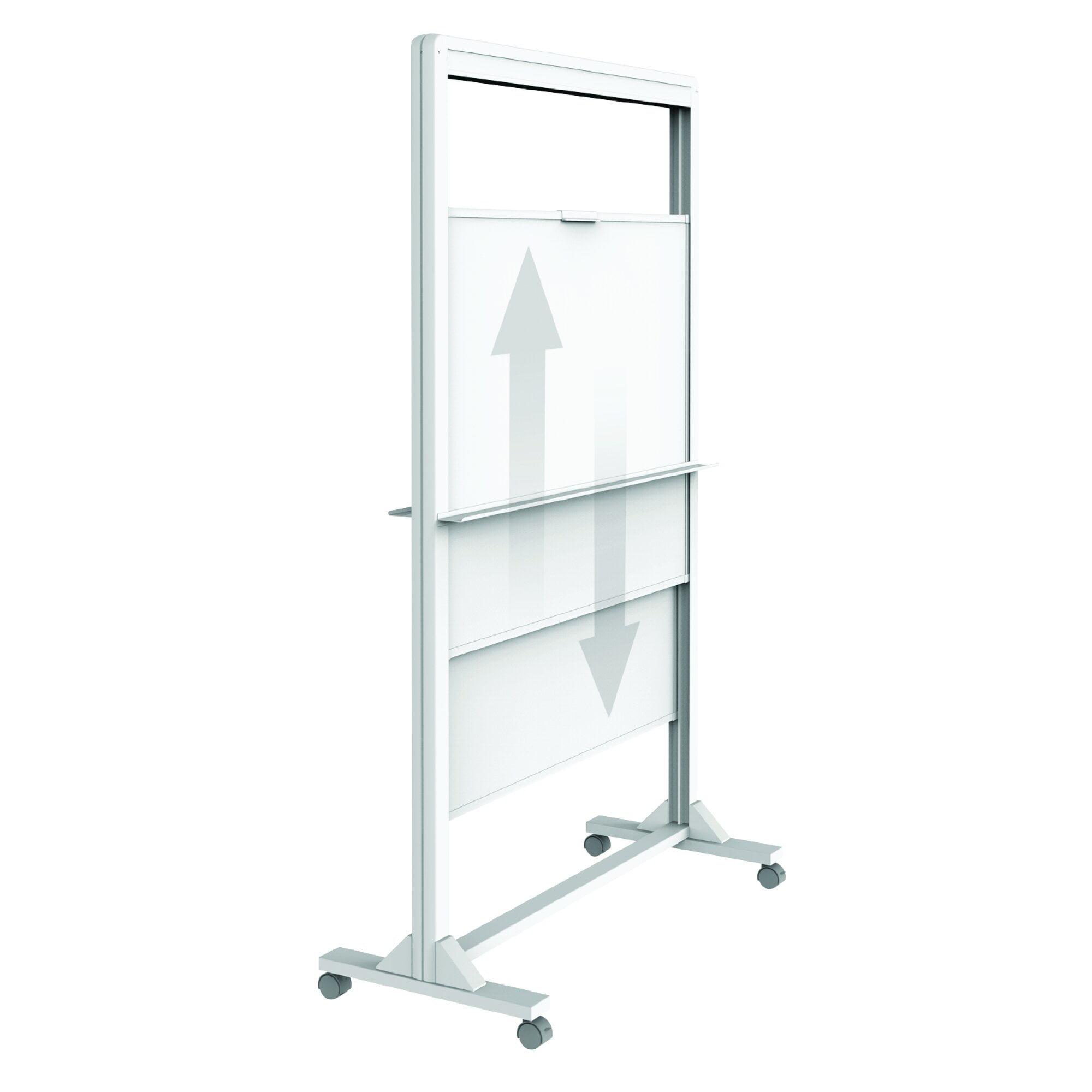 Quartet Dual-Track Magnetic Easel, 40" x 68", Mobile Whiteboard, Aluminum Frame