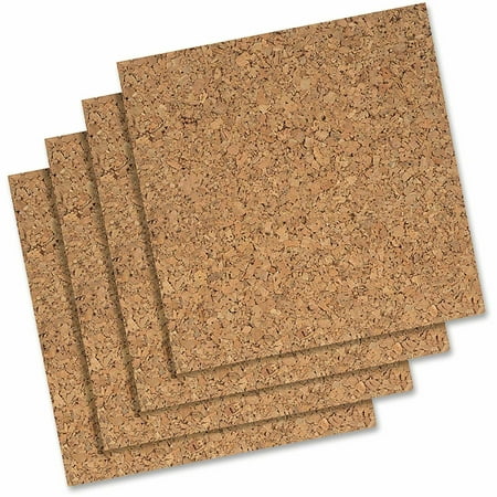 Quartet Natural Cork Tiles, 12" x 12", Frameless, 4 Count (102W)