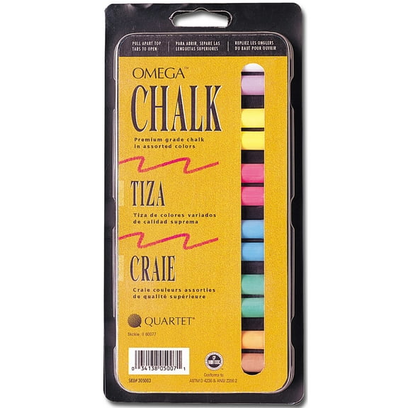 Quartet Omega Colored Chalk Set, 12-Colors