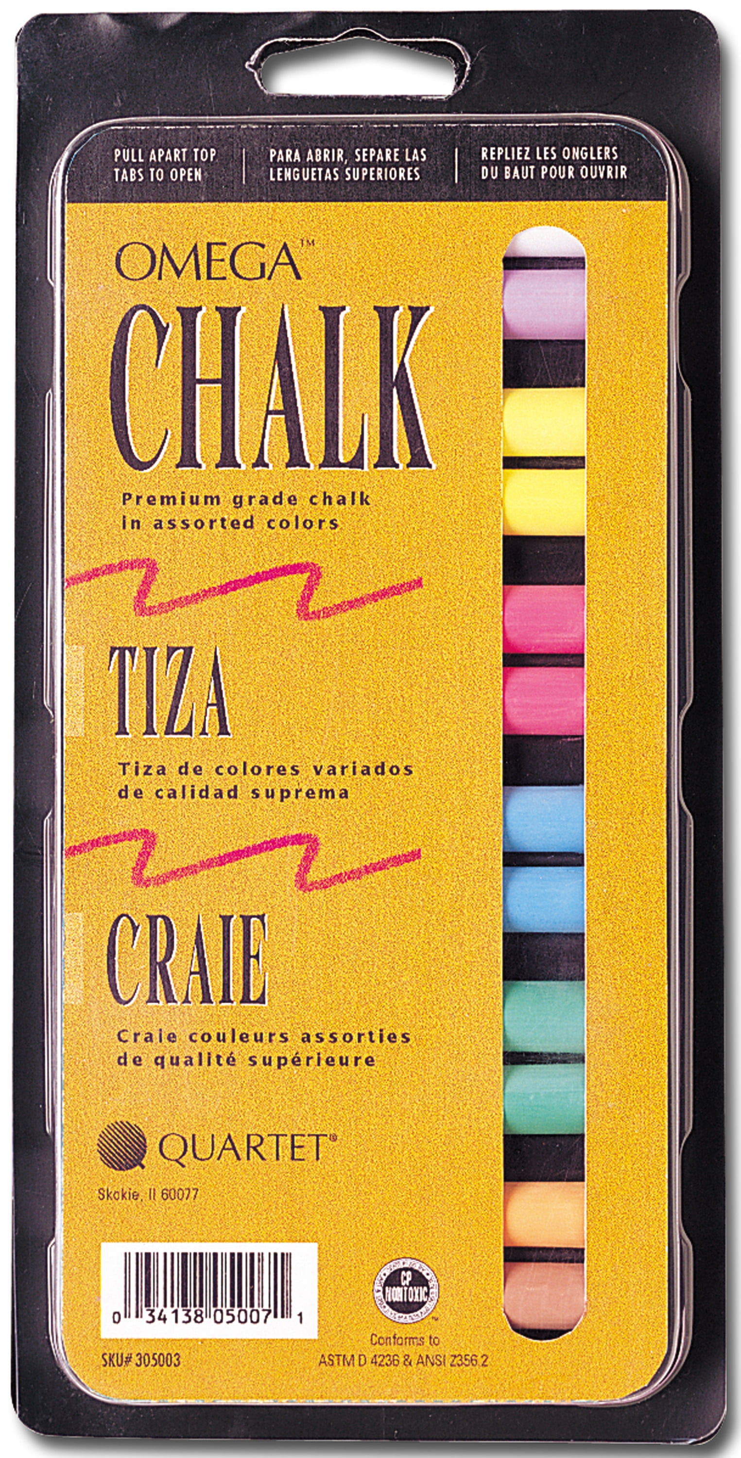Quartet Omega Colored Chalk Set, 12-Colors 