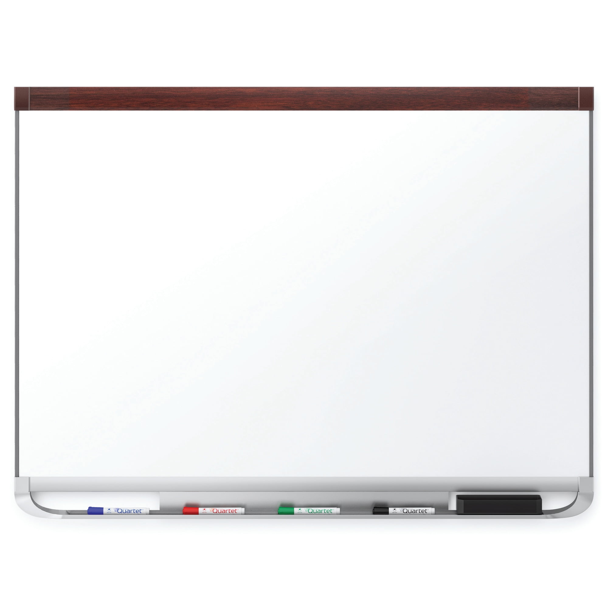 Quartet® Prestige™ 2 DuraMax® Porcelain Magnetic Dry-Erase Whiteboard, 72" x 48", Wood Frame With Mahogany Finish