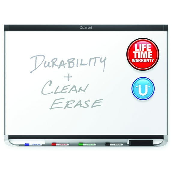 Quartet Prestige 2 DuraMax Porcelain Magnetic Whiteboard, 6' x 4', Black Frame