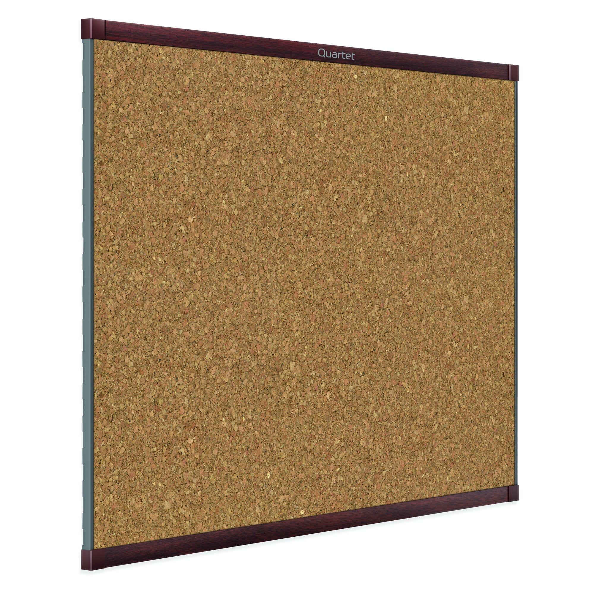 Quartet Prestige 2 Magnetic Cork Bulletin Board, 4' x 3', Mahogany Finish Aluminum Frame