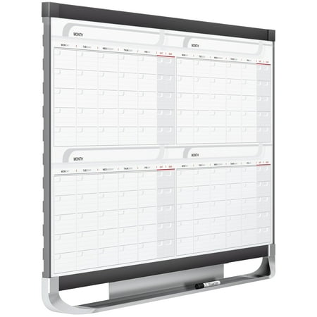 Quartet 4MCP23P2 Prestige 2 Total Erase 36 x 24 Plastic Frame Magnetic Four-Month Calendar - White Surface/Graphite Fiberboard