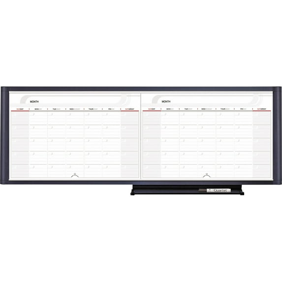 Quartet Prestige 2 Sliding Two Month Cubicle Calendar, 3' x 1', Total Erase Surface