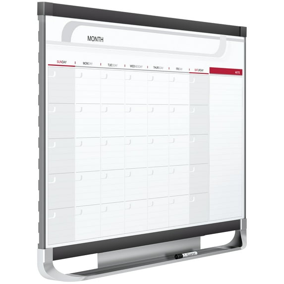 Quartet Prestige 2 Total Erase Monthly Calendar 36 x 24 Graphite Color Frame CP32P2