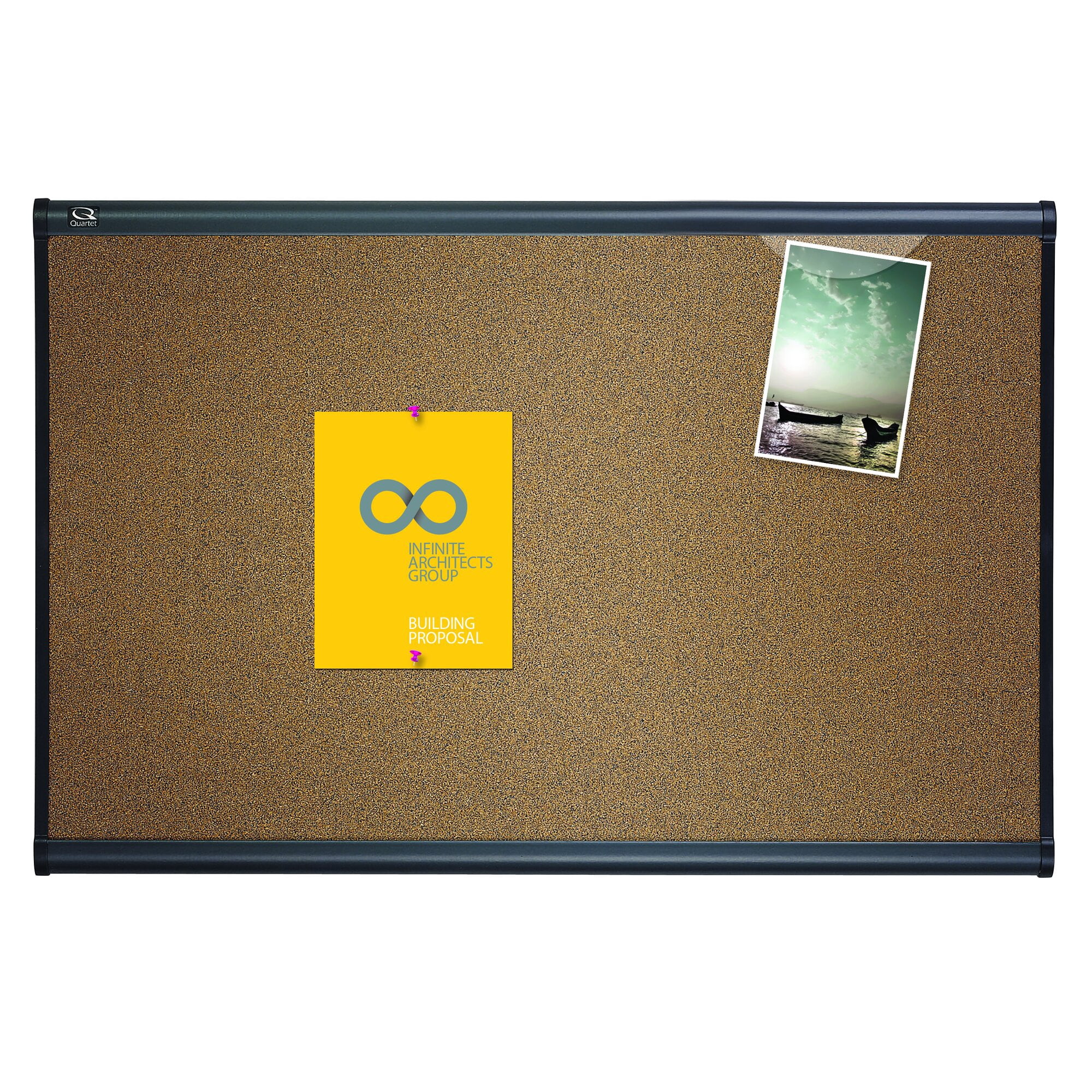 Quartet Prestige Colored Cork Bulletin Board Self-Healing Graphite Frame 4 x 3 -