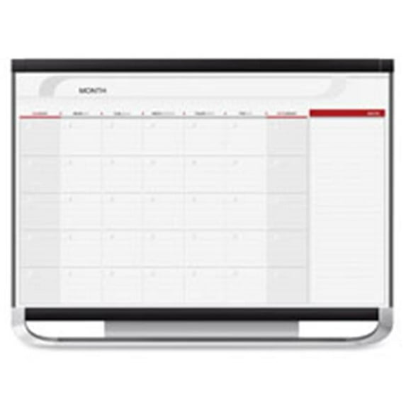 Quartet QRT Erase Mnthly Wall Calendar- with Marker-3 ft. x 2 ft.- Graphite Frame
