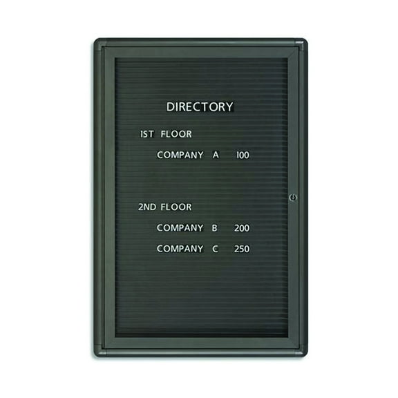 Quartet Radius Design Changeable Letter Directory, 2' x 3', 1 Door, Graphite Frame