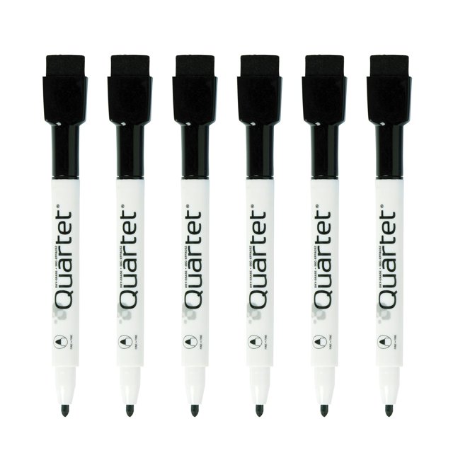 Quartet ReWritables Mini DryErase Markers, Black, 6 Pack