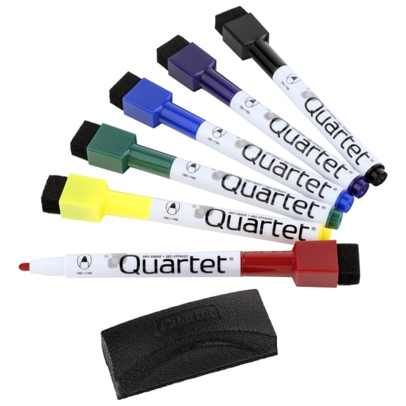 Quartet ReWritables Mini Dry-Erase Markers, Magnetic, Black, 6 Pack