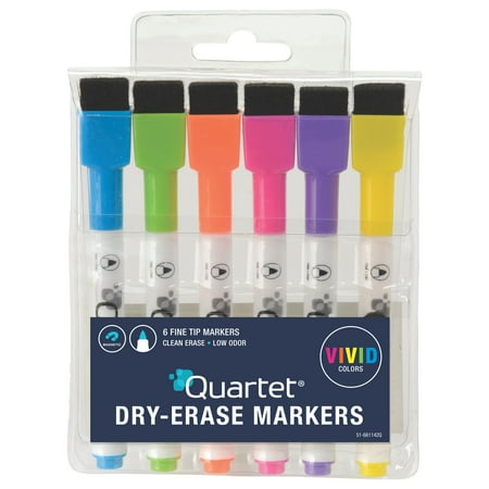 Quartet ReWritables Mini Dry-Erase Markers,Vivid Colors,6 Pack