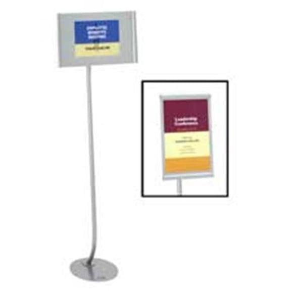Quartet Sign Stand- Landscape-Portrait Adjust. - 9-.50in.x14in.x59in.- Silver