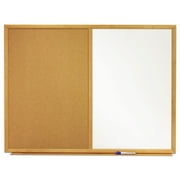 Quartet Standard Combination Whiteboard/Cork Bulletin Board, 3' x 2', Oak Finish Frame