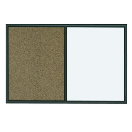 Quartet Standard Combination Whiteboard/Cork Bulletin Board, 4' x 3', Black Frame