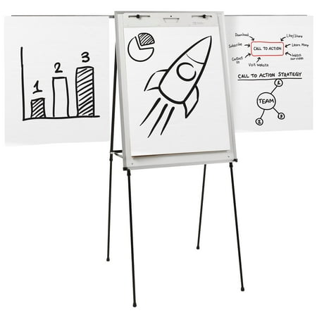 Quartet Steel Presentation Easel, Total Erase Whiteboard/Flipchart, 29" x 40", Black Frame