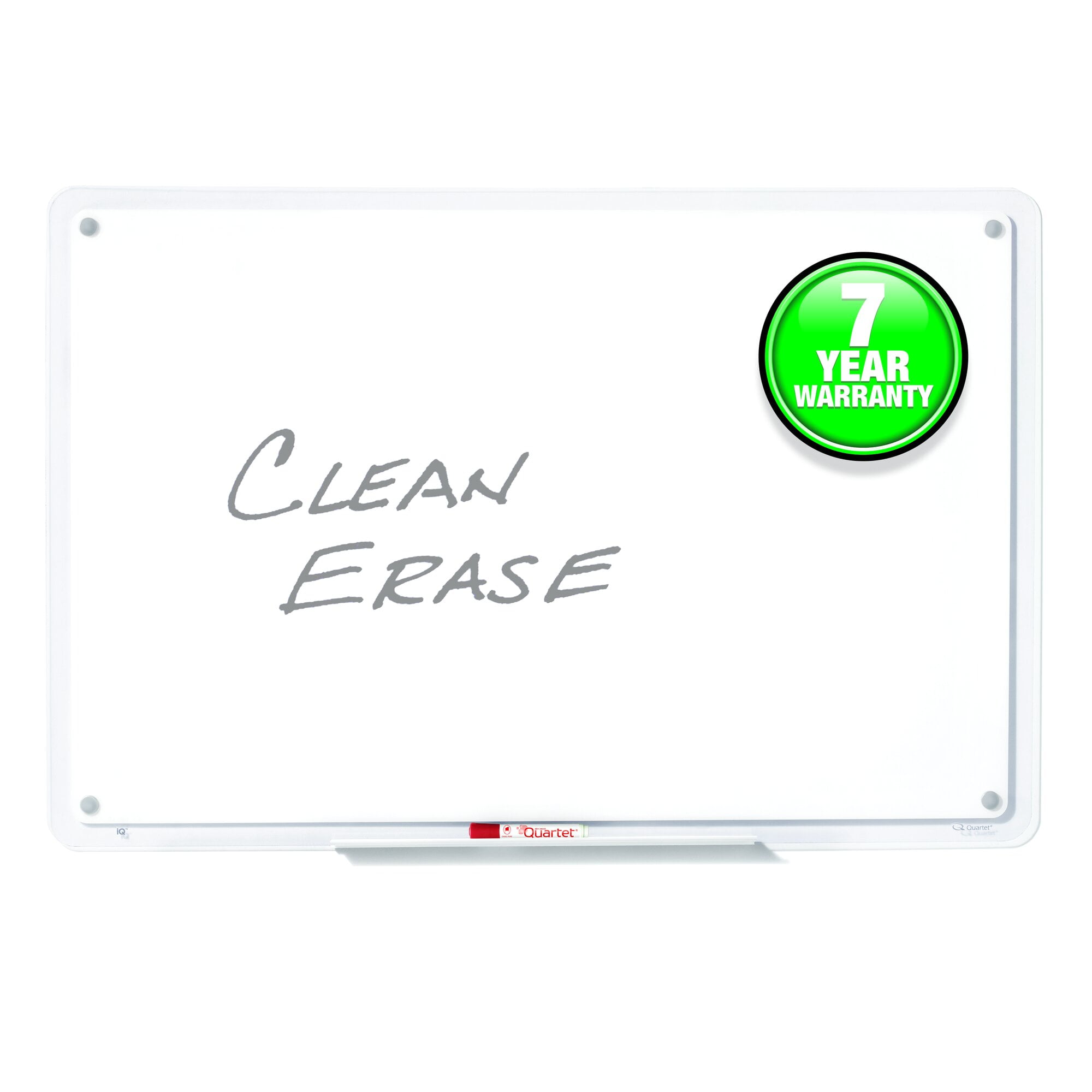 Quartet iQ Total Erase Whiteboard, 35.5" x 22.5", Sleek Translucent Frame