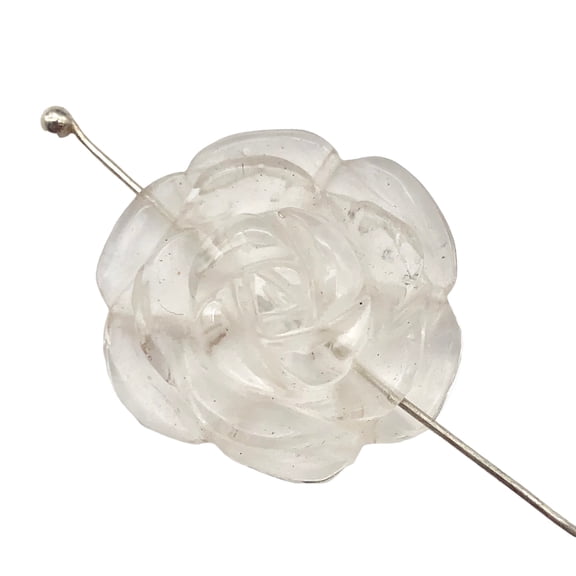 Quartz Carved Rose Worry-Stone Figurine | 20x9mm to 21x8mm | Clear | 1 Figurine