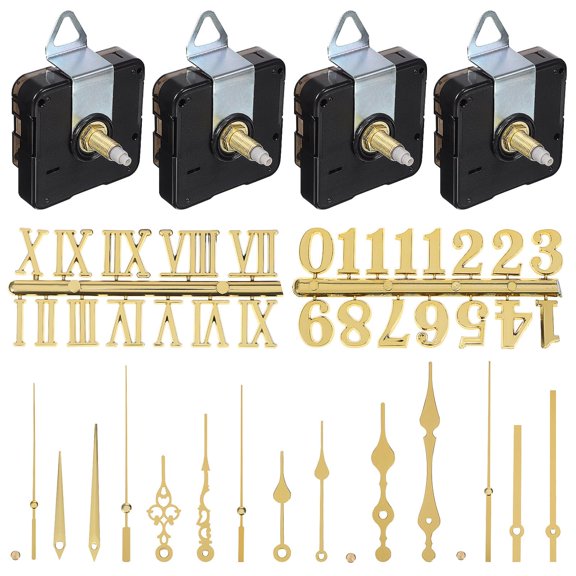 Quartz Clock Mechanism Kit with 6 Hands and 2 Number Sets 4 Pack
