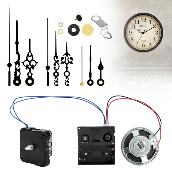 Quartz Clock Mechanism Replacement Kit, EEEkit Clock Motor Hand Part Kit with Operated Chime,17/22mm