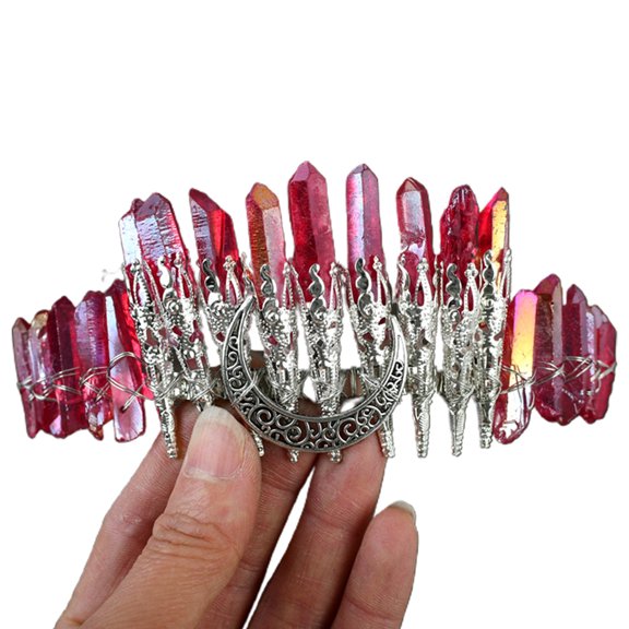 Quartz Crystal Crown Handmade for Head Hoop Luxury for Head Accessory Gothic Vintage Headwear for Parties Festi