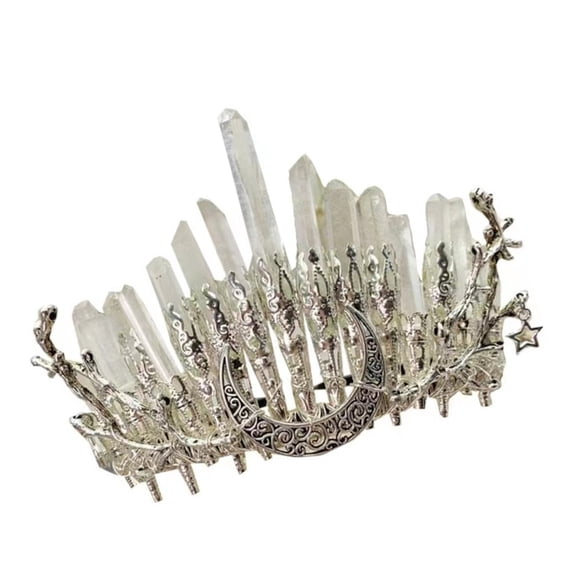 Quartz Crystal Crown for Head Accessory Gothic Baroque Vintage Headwear for Wome