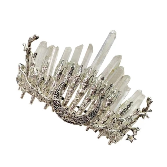 Quartz Crystal Crown for Head Accessory Handmade for Head Hoop Decorated Luxury Headpiece Gothic Headwe