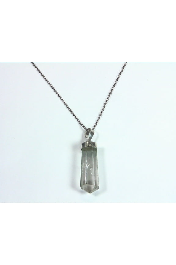 Quartz Crystal Natural Genuine Gemstone Sterling Silver Pendent PSS,911