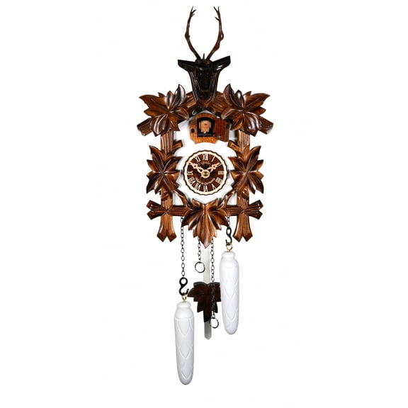 Quartz Cuckoo Clock 5 leaves, head of a deer