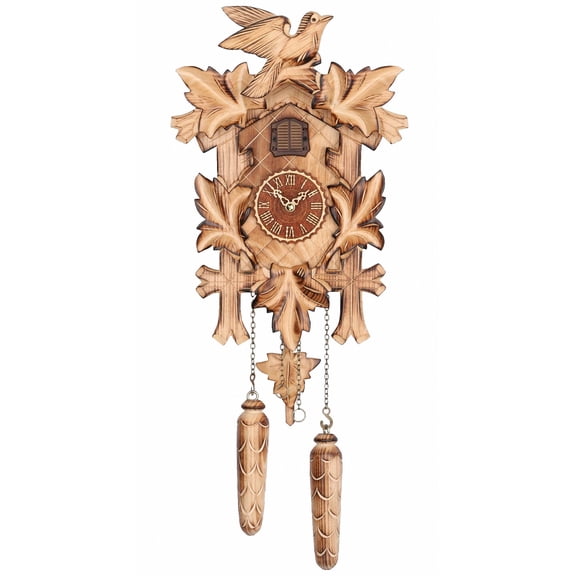 Quartz Cuckoo Clock 5 leaves, bird, with music TU 374 QM HZZG