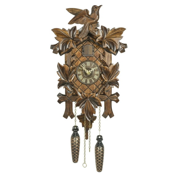 Quartz Cuckoo Clock 5 leaves, bird, with music