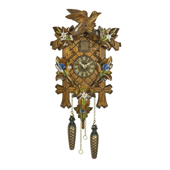 Quartz Cuckoo Clock 5-leaves, bird, with music