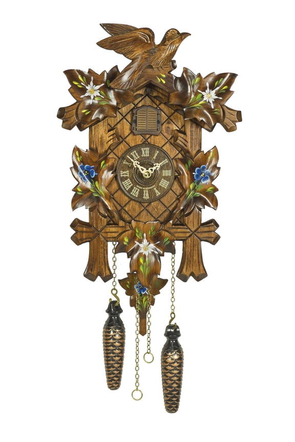 Quartz Cuckoo Clock 5-leaves, bird, with music