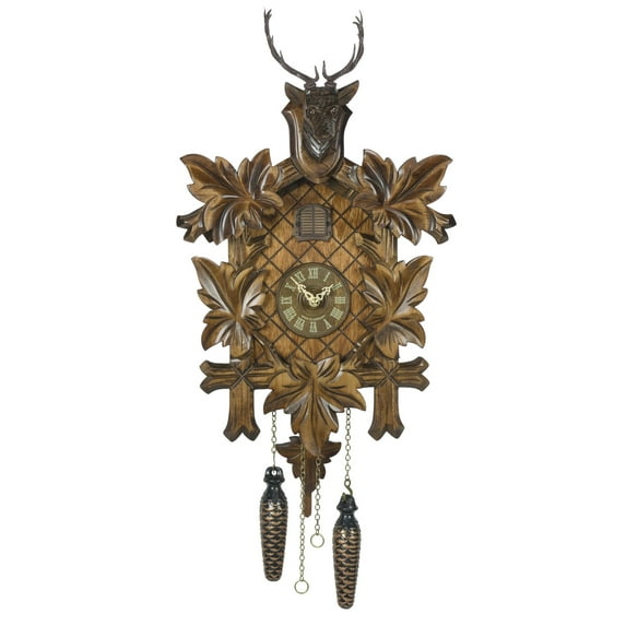 Quartz Cuckoo Clock 5 leaves, head of a deer TU 355 Q