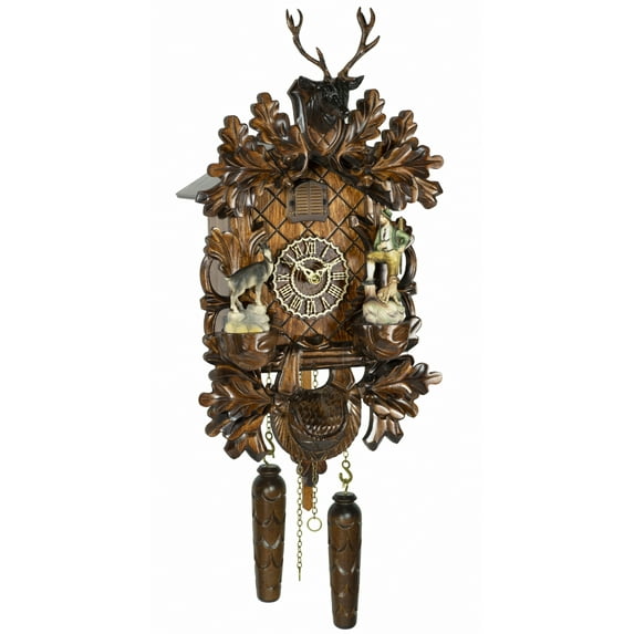 Quartz Cuckoo Clock 5 leaves, head of a deer with music TU 387 QM HZZG