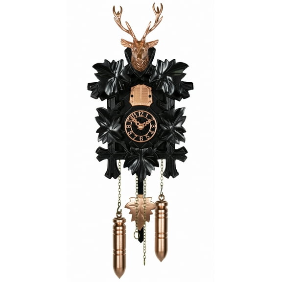 Quartz Cuckoo Clock 5 leaves, head of a deer with music