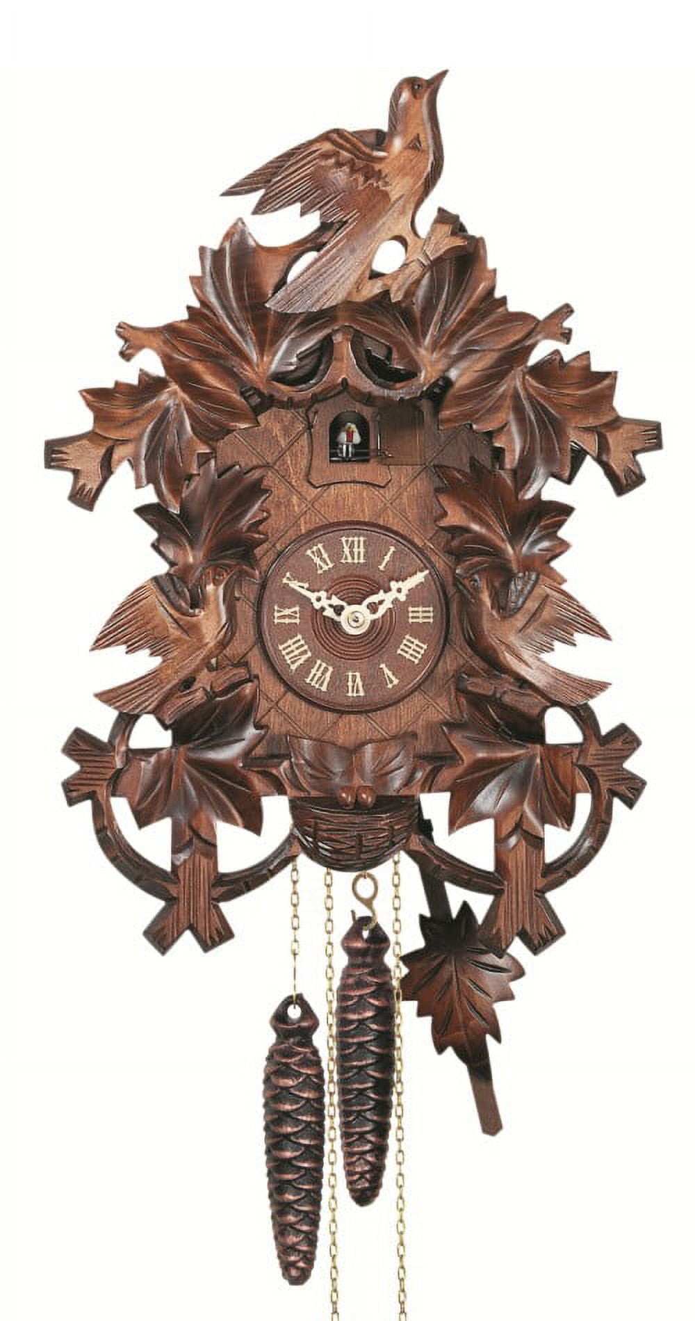 Quartz Cuckoo Clock 8 leaves, 3 birds, nest