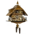 thumbnail image 1 of Quartz Cuckoo Clock Black Forest house with moving wood chopper and mill wheel, with music TU 4259 QMT HZZG, 1 of 5