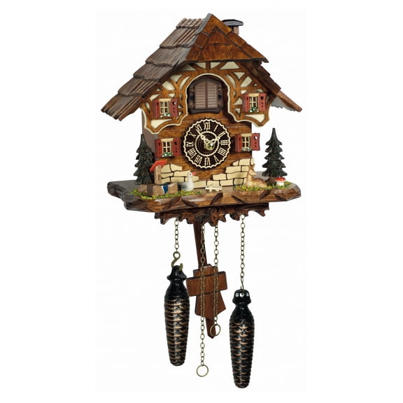 Quartz Cuckoo Clock Black Forest house with music TU 4202 QM