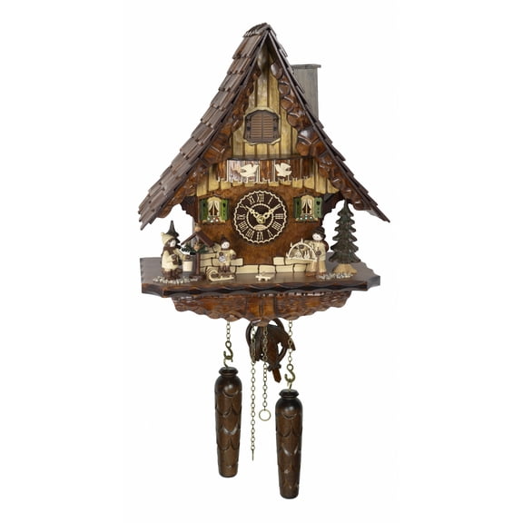 Quartz Cuckoo Clock Black forest house with music TU 4273 QM HZZG