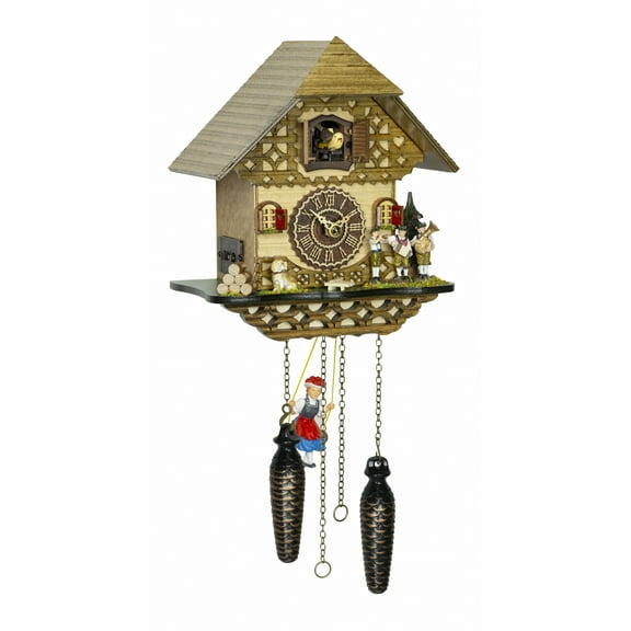 Quartz Cuckoo Clock Black forest house with music and swing TU 4262 QMS