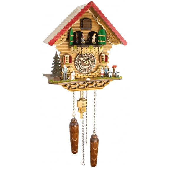 Quartz Cuckoo Clock Black forest house with music, turning dancers from ISDD