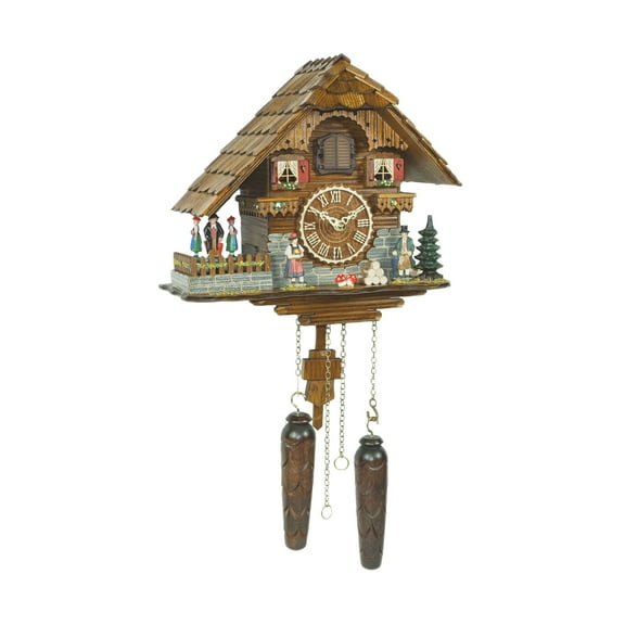 Quartz Cuckoo Clock Black forest house with music, turning dancers